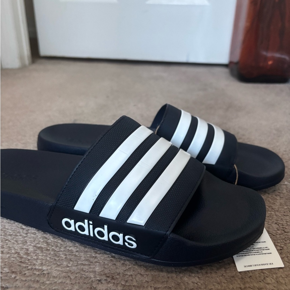 BRAND NEW Adidas Dark Blue and White Slides